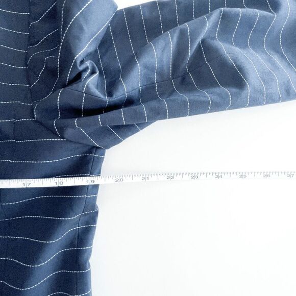 Banana Republic Womens Classic Blazer Jacket Stripes Navy Blue Size 12 Petite - Picture 6 of 8